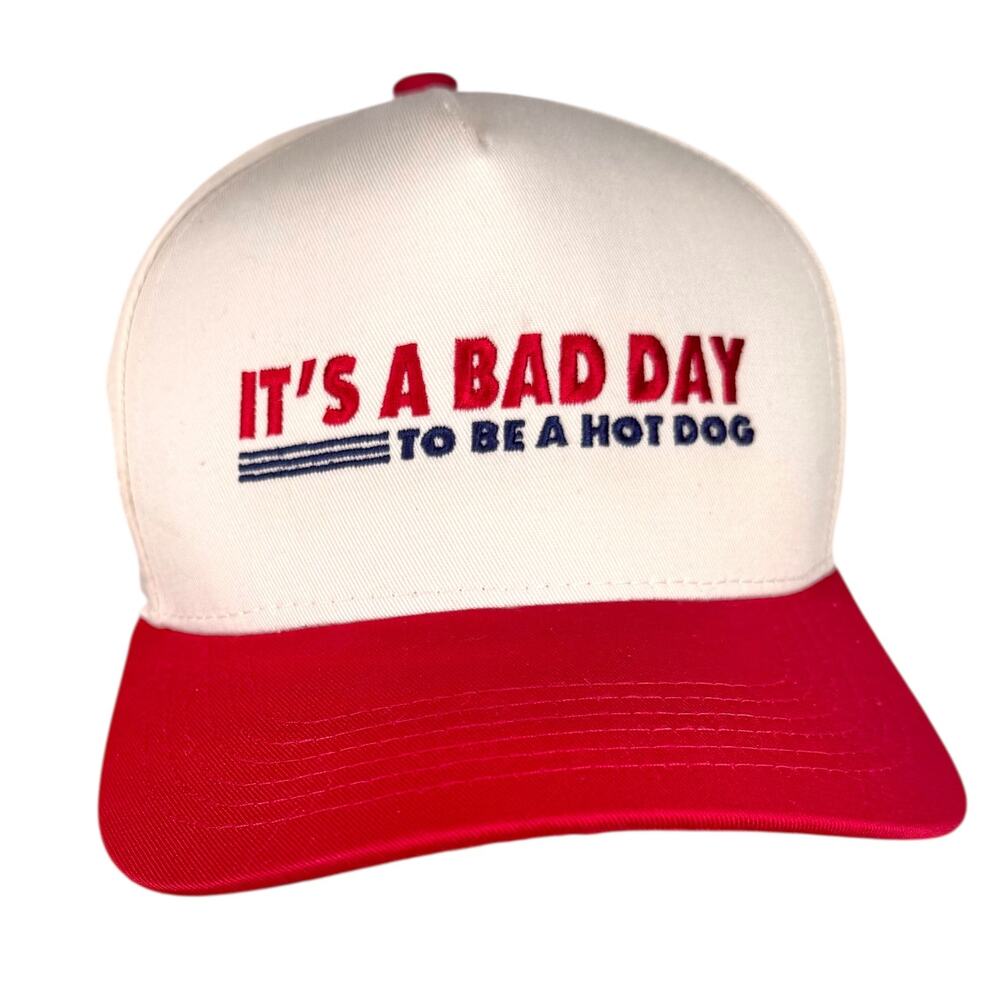 Funky Junque Hat It's A Bad Day To Be A Hotdog Snapback Costco Parody EUC